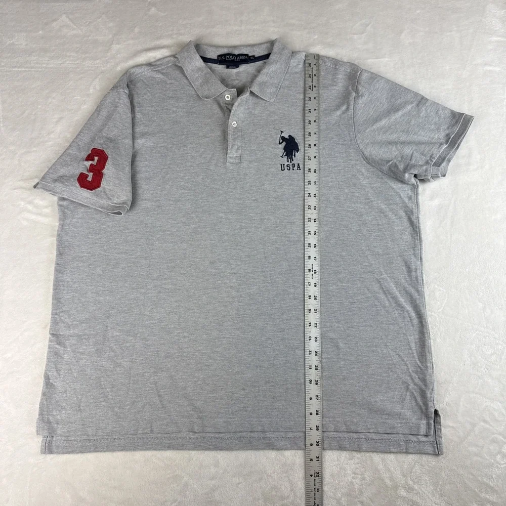 US Polo Assn Shirt Mens 3XL Gray Embroidered Sleeve 3 Big Logo Short Sleeve‎